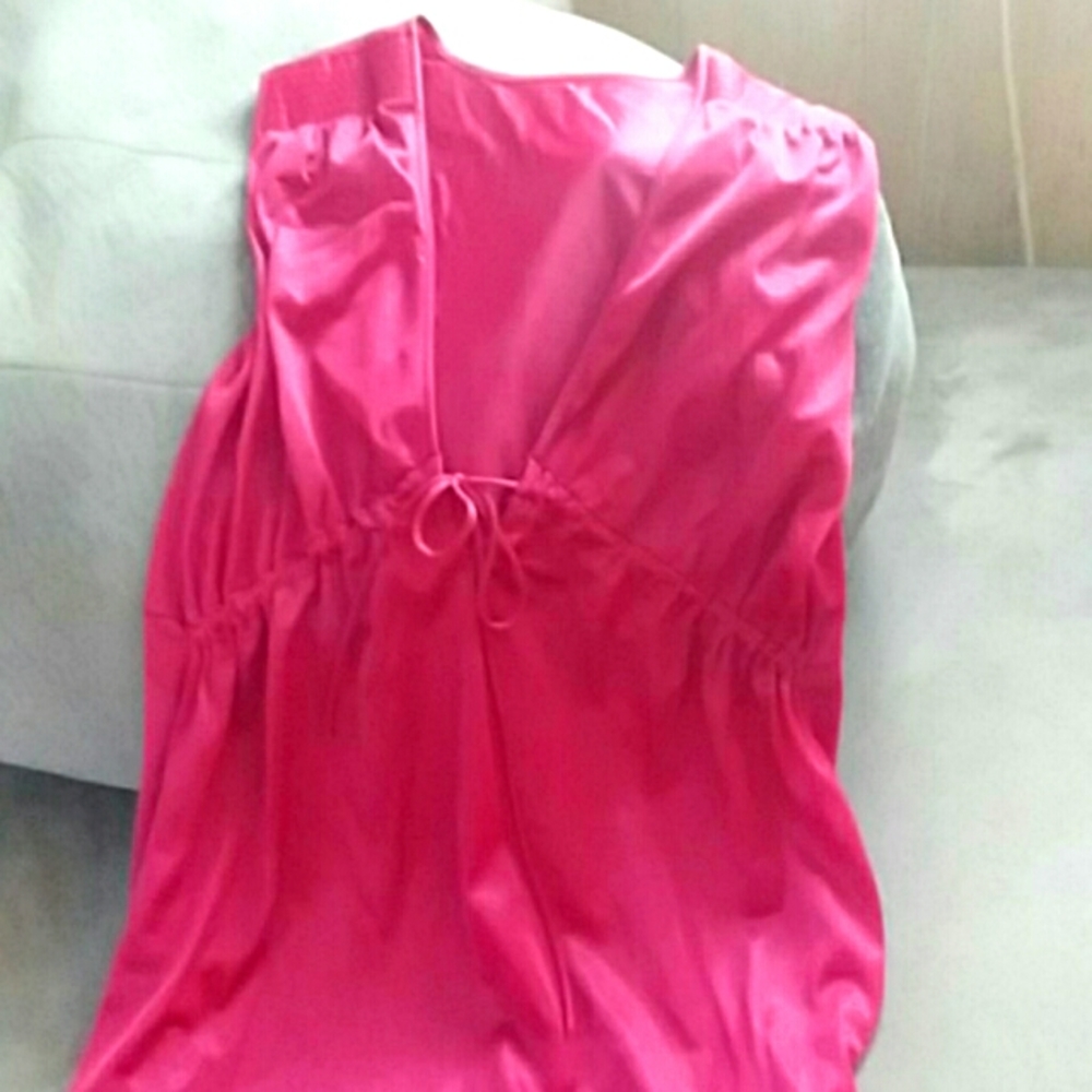 Vintage burgundy nylon full length nightgown